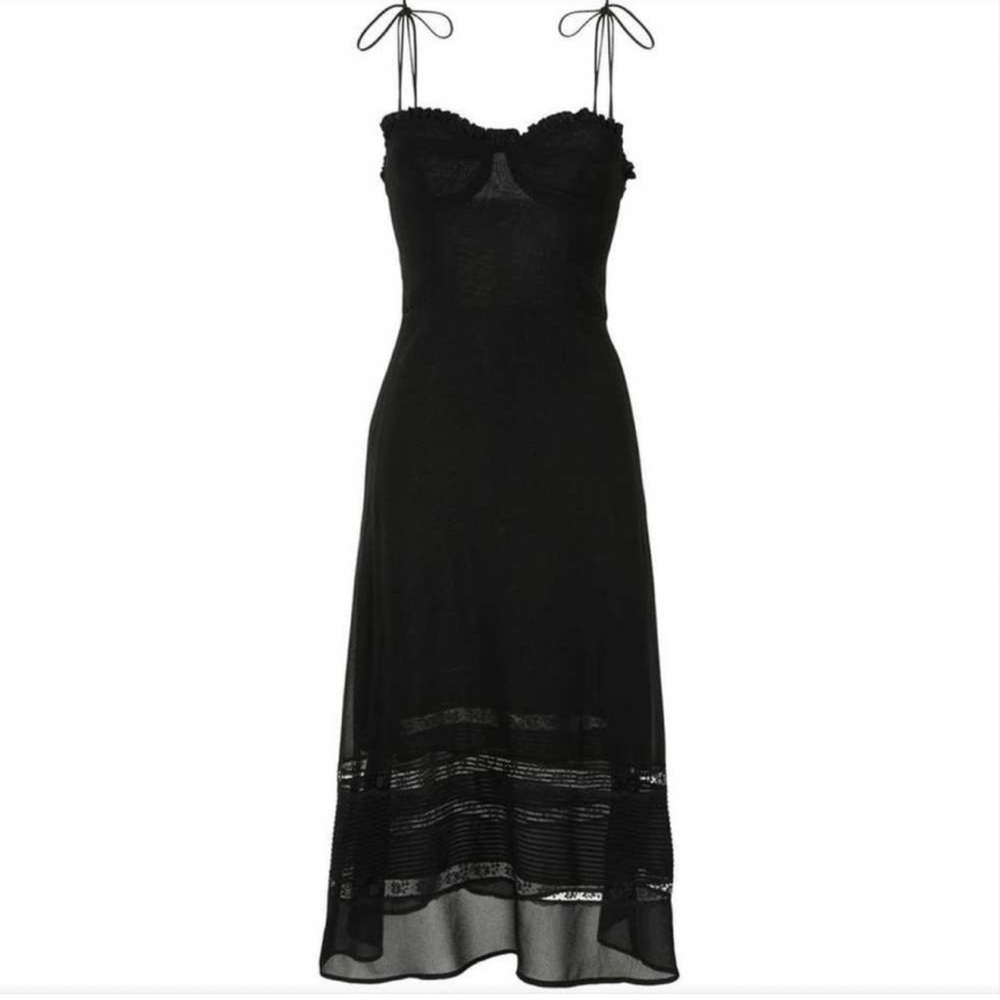 Reformation Black Midi Dress with Lace Details